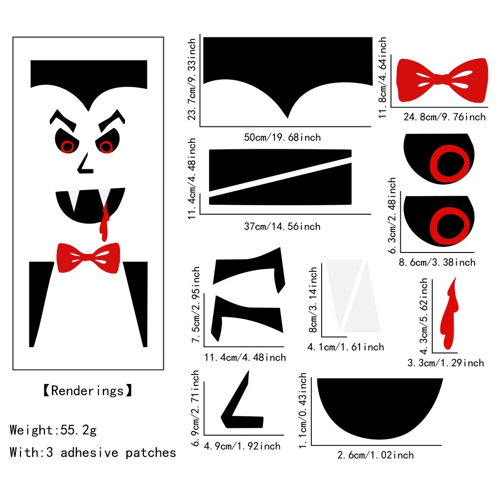 Halloween Door & Window Stickers – Skeleton Hand, Pumpkin, Ghost & Witch Hat DIY Decorations