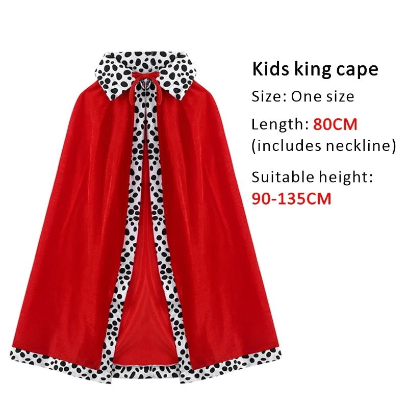 Halloween King Red Cloak Costume – Adult & Kids Prince Robe with Crown