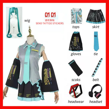 Hatsune Miku Anime Cosplay Costume – JK Skirt Uniform with Wig & Accessories for Halloween