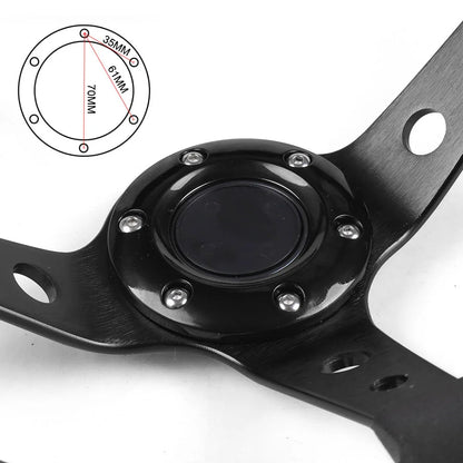 14inch 350mm PU Leather Car Racing Steering Wheel Aluminum Alloy Deep Corn Dish Sport Drifting Steering Wheels Universal