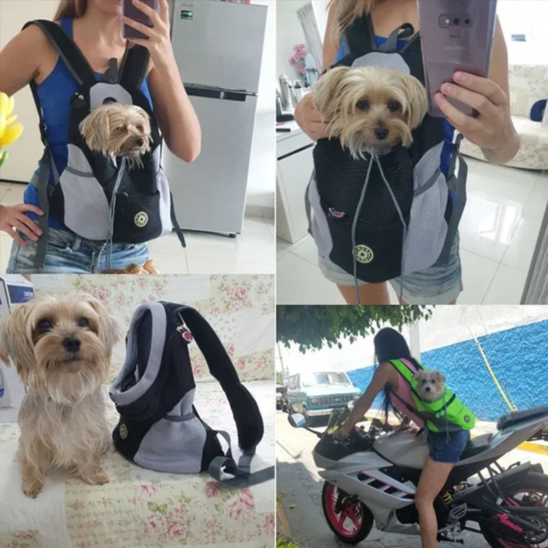 Outdoor Pet Dog Carrier Bag Portable Travel Backpack Front Bag Double Shoulder Mesh Backpack Head Carrying Bags For Cat - Urbizia