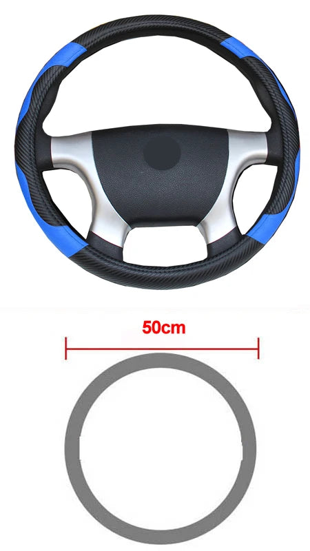 Car Steering Wheel Cover Bus Truck For 36 38 40 42 45 47 50 CM Out Diameters Blue Red Microfiber Leather Steering-wheel Wrap