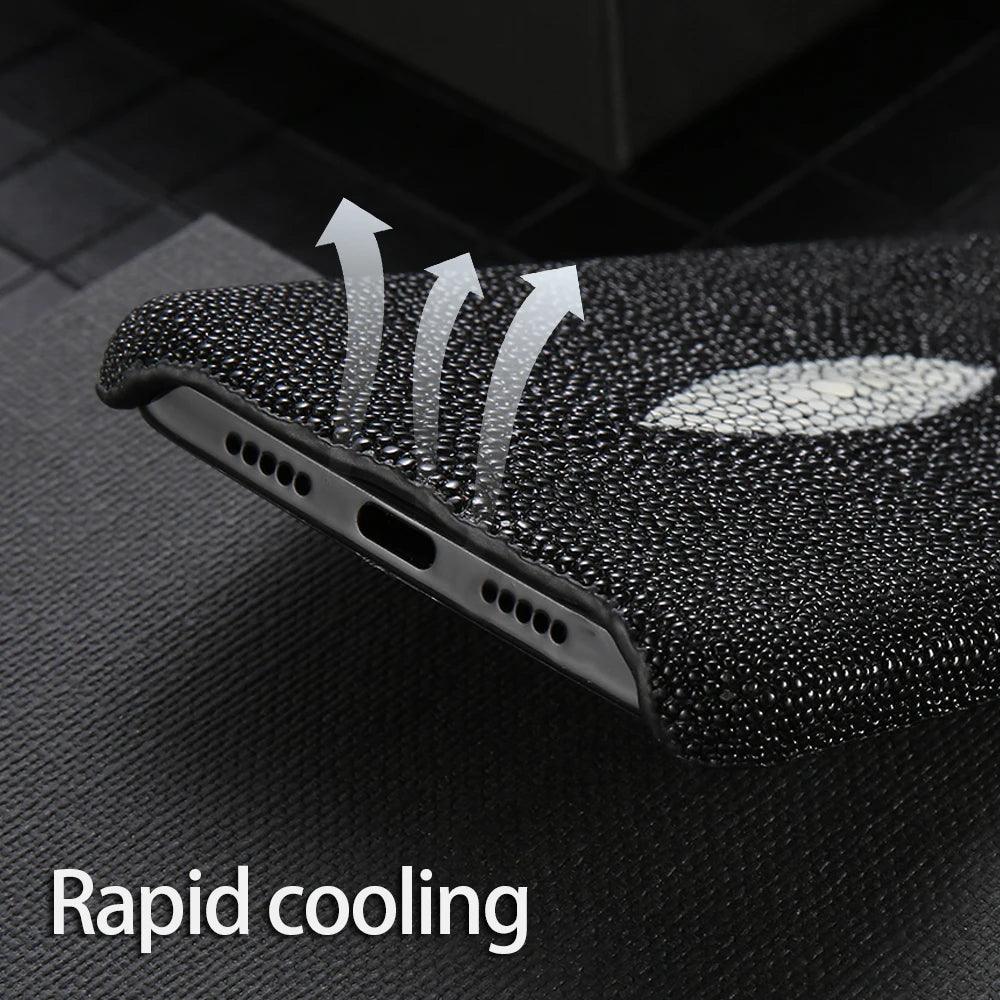 Genuine Stingray Leather Phone Case for iPhone 17 Pro Max Air 16 15 11 12 13 14 Pro Max Plus 15Pro 17Pro 16pro Luxury Back Cover
