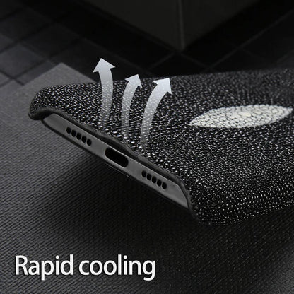 Genuine Stingray Leather Phone Case for iPhone 17 Pro Max Air 16 15 11 12 13 14 Pro Max Plus 15Pro 17Pro 16pro Luxury Back Cover