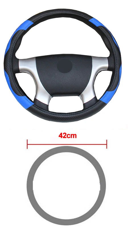 Car Steering Wheel Cover Bus Truck For 36 38 40 42 45 47 50 CM Out Diameters Blue Red Microfiber Leather Steering-wheel Wrap