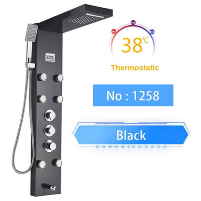 Luxury LED Shower Panel SPA Massage Jet Shower Faucet Bathroom Waterfall Rain Shower Column System Faucet Bathoom
