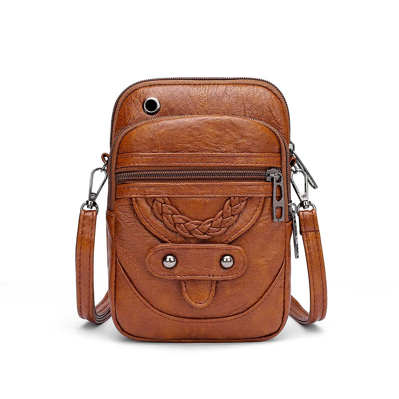 Multi-Functional Soft PU Leather Small Shoulder Bag For Women Vintage Crossbody Bag Cash Purse Cell phone Baga Handbag Purse