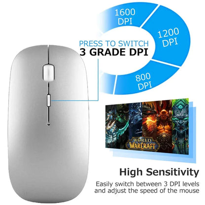 French Bluetooth Keyboard Mouse Combo AZERTY Wireless Bluetooth Mice Ultra Slim Mute for Mac iPad iPhone iOS Android Windows