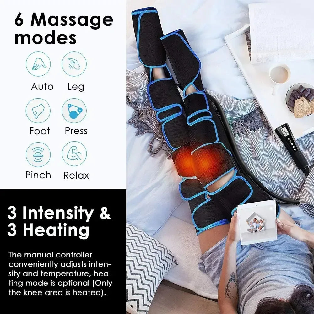 Foot air pressure leg massager promotes blood circulation, body massager, muscle relaxation, lymphatic drainage device 360° - Urbizia