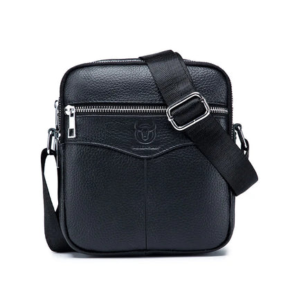 BULLCAPTAIN Casual Men's Messenger Shoulder Bag High Quality Smooth Hardware Zipper Pocket Leather Shoulder Bag For Men