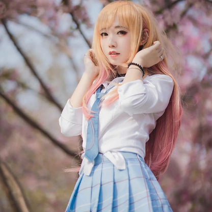 Kitagawa Marin Cosplay Costume – My Dress Up Darling Anime Outfit with School Uniform, Wig & Earrings for Girls