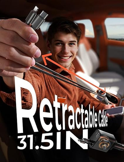 LISEN Retractable Car Charger – 69W Fast USB-C Adapter for iPhone & Travel - Urbizia