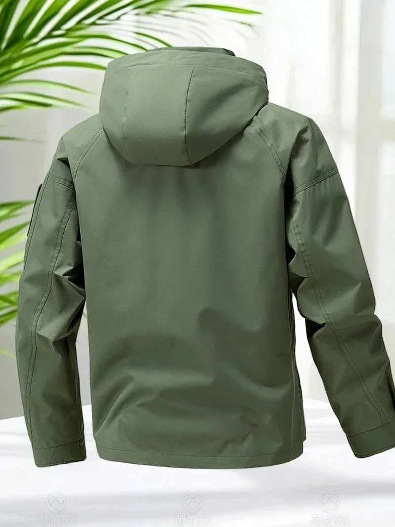 Waterproof Jacket Men Outdoor Softshell Zip Up Hooded Jacket Windbreaker Hiking Camping Coats Lightweight Spring Autumn Coats - Urbizia