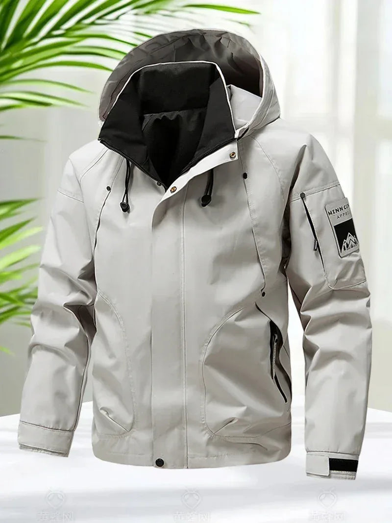 Waterproof Jacket Men Outdoor Softshell Zip Up Hooded Jacket Windbreaker Hiking Camping Coats Lightweight Spring Autumn Coats - Urbizia