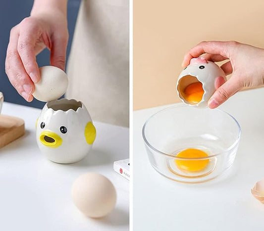 LuoCoCo Ceramic Egg Separator – Cute Chicken Yolk & White Splitter for Baking - Urbizia