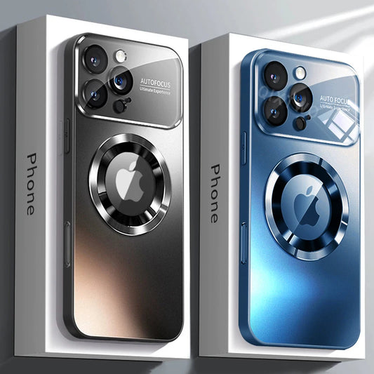 Magnetic Glass Camera Case for iPhone – Shockproof