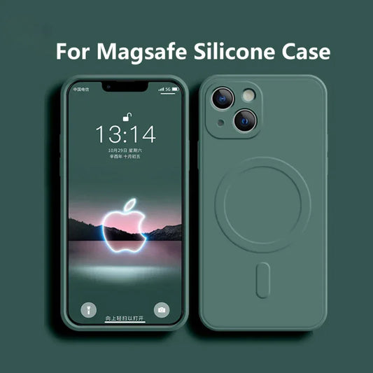 Magnetic Silicone iPhone Case Wireless Charging Cover
