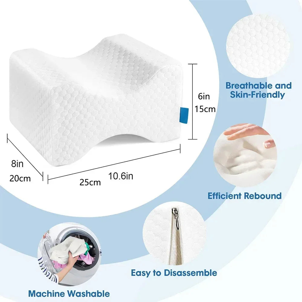 Memory Foam Leg & Knee Pillow with Side Sleeping Belt