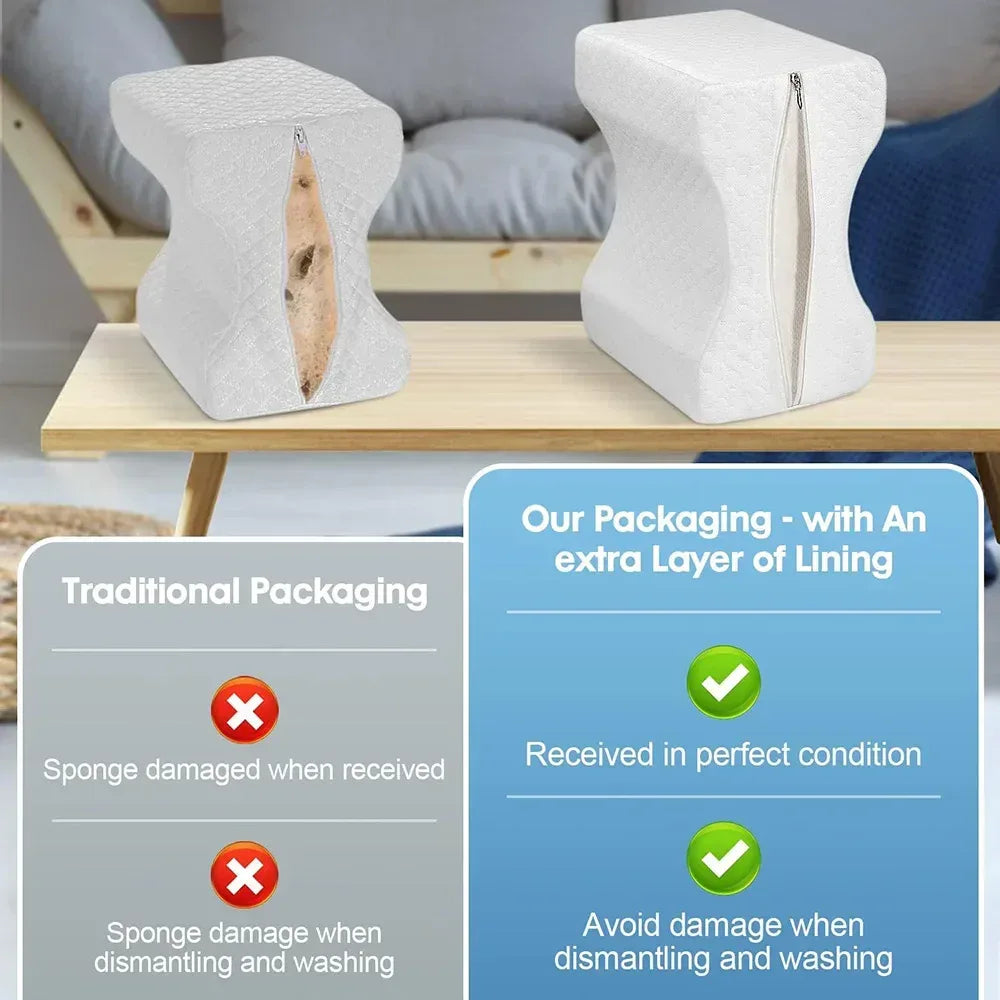 Memory Foam Leg & Knee Pillow with Side Sleeping Belt