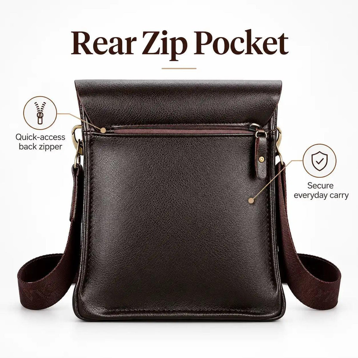 Men's PU Leather Shoulder Bag – Business Crossbody Satchel