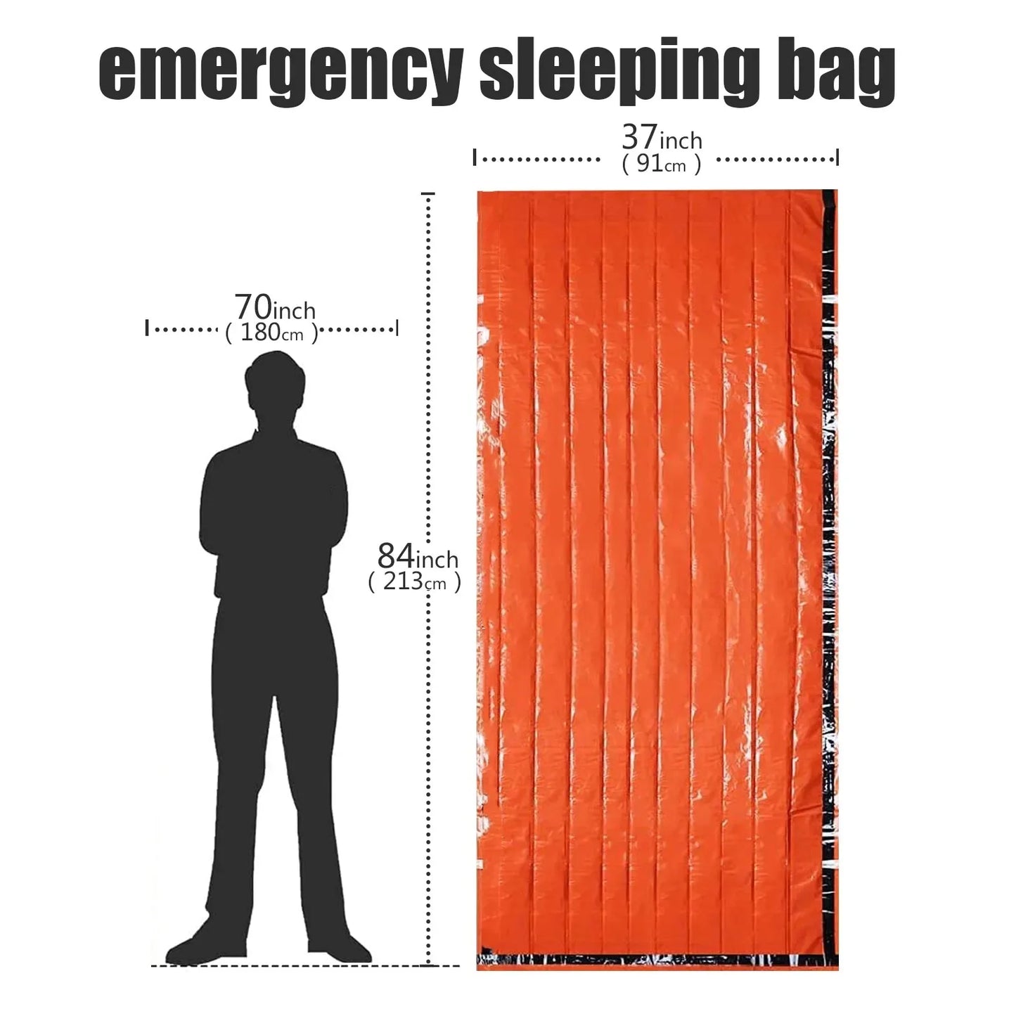 Portable Waterproof Emergency Survival Sleeping Bag Outdoor Edc Camping Gear Thermal Sack First Aid Rescue Kit Mylar Blanket - Urbizia