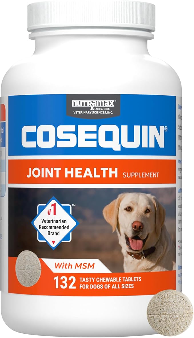 Nutramax Cosequin Joint Health Supplement for Dogs – Glucosamine, Chondroitin & MSM, 132 Chewable Tablets - Urbizia