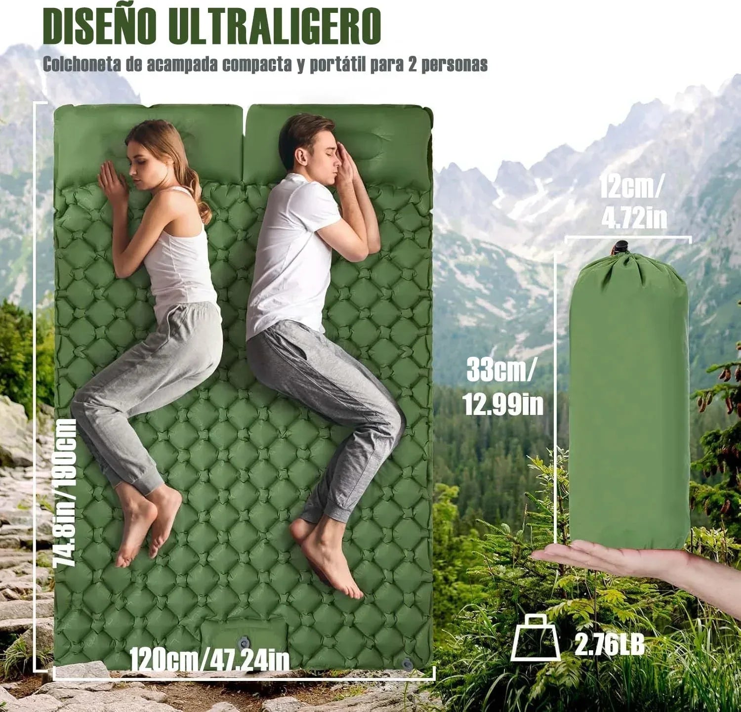 Outdoor Double Sleeping Pad – Ultralight Inflatable Mat
