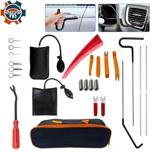 PWS Auto Tool Kit – Door Open Grabber Lockout Lock Pick Set with Air Wedge Bag Pump