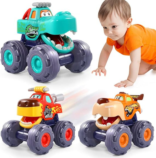 Pull Back Monster Truck Cars – Toddler Toy Vehicles for Boys Ages 1–3 - Urbizia