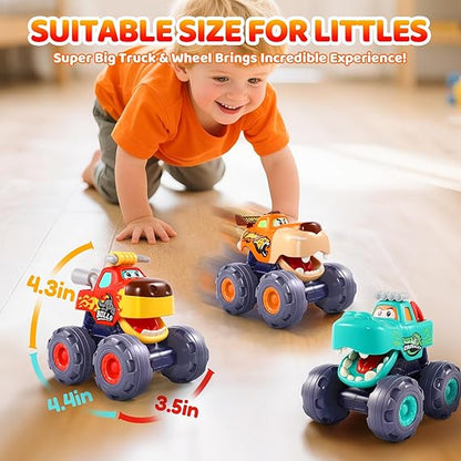 Pull Back Monster Truck Cars – Toddler Toy Vehicles for Boys Ages 1–3 - Urbizia