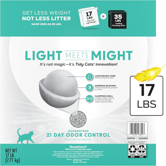 Purina Tidy Cats Lightweight Free & Clean Unscented Clumping Cat Litter – Multi-Cat, 99.9% Dust-Free, 17 lb Box - Urbizia