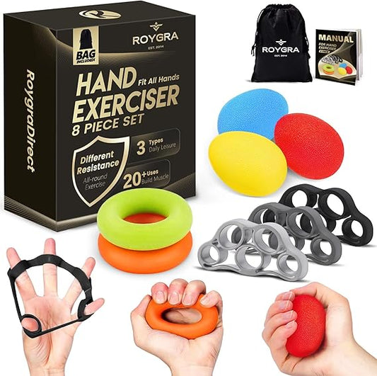 Roygra Grip Strength Trainer Set – 8 Pack Hand & Forearm Exercise Kit - Urbizia