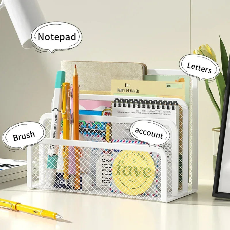 Desk Mail Organizer Small File Holders Letter Organizer Metal Mesh Document/Filing/Folders/Paper Organizer for Desktop - Urbizia