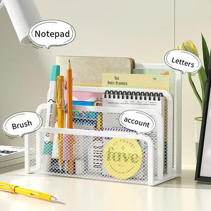 Desk Mail Organizer Small File Holders Letter Organizer Metal Mesh Document/Filing/Folders/Paper Organizer for Desktop - Urbizia