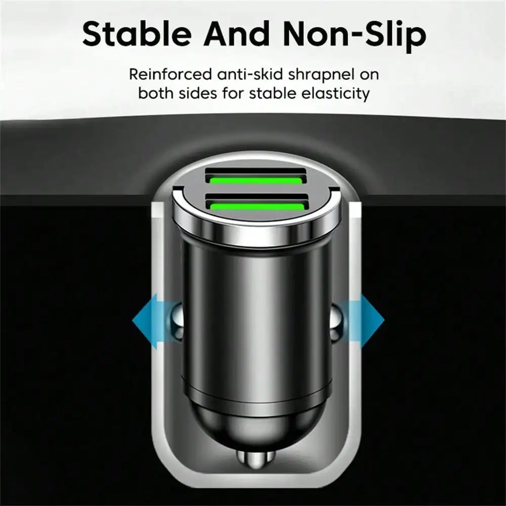 200W Mini Dual Ports USB Car Charger Fast Charging Car Phone Charger Adapter Compatible With IPhone USB Charger In Car