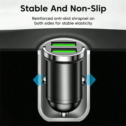 200W Mini Dual Ports USB Car Charger Fast Charging Car Phone Charger Adapter Compatible With IPhone USB Charger In Car
