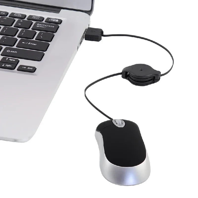 Mini Portable Wired Retractable Mouse Computer Mause Small Hand USB Optical 1000 DPI Office Mice for PC Laptop Notebook for Kids