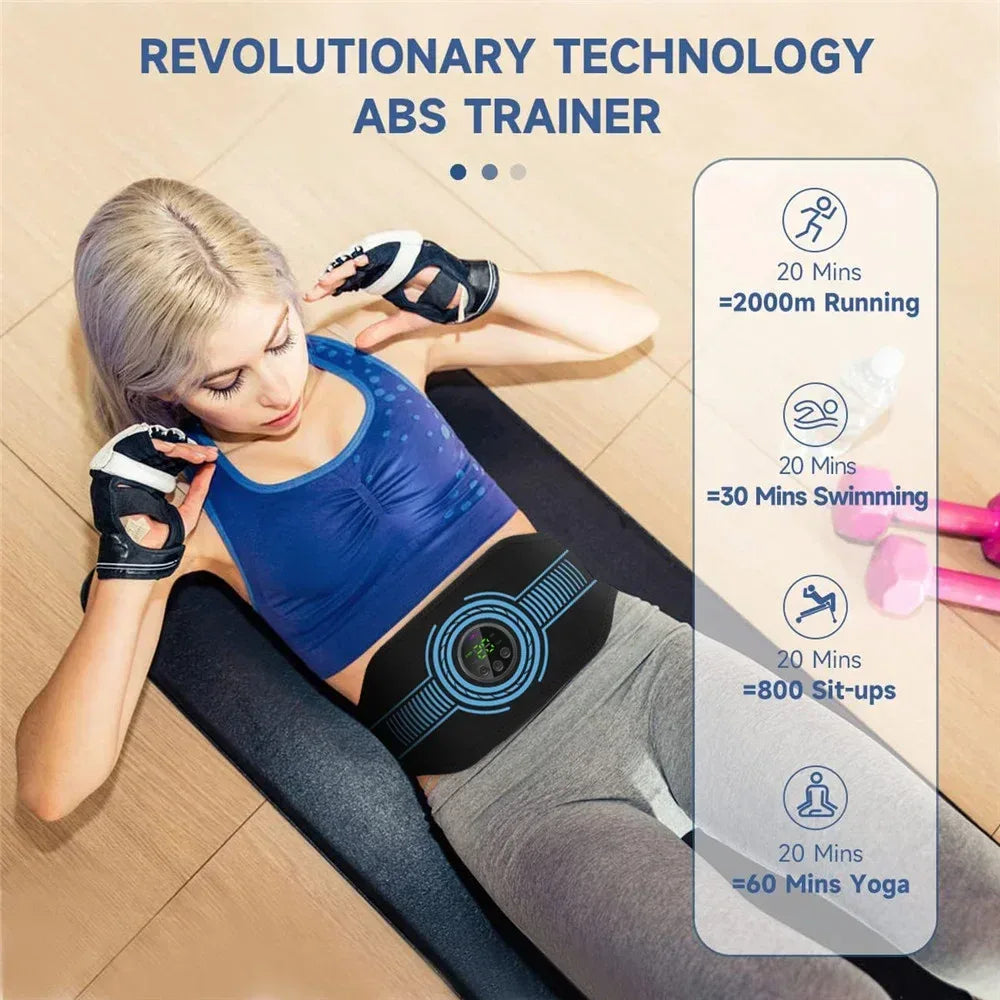 EMS Abdominal Fitness & Massage Belt – Intelligent USB Rechargeable - Urbizia