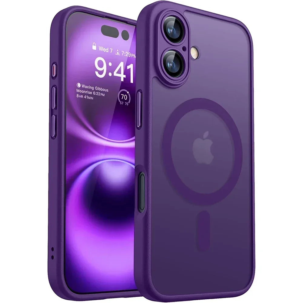 Magnetic Matte Translucent Armor Shockproof Case For iPhone 17 16 15 14 13 12 11 Pro Max Plus Magsafe Wireless Charge Cover2026