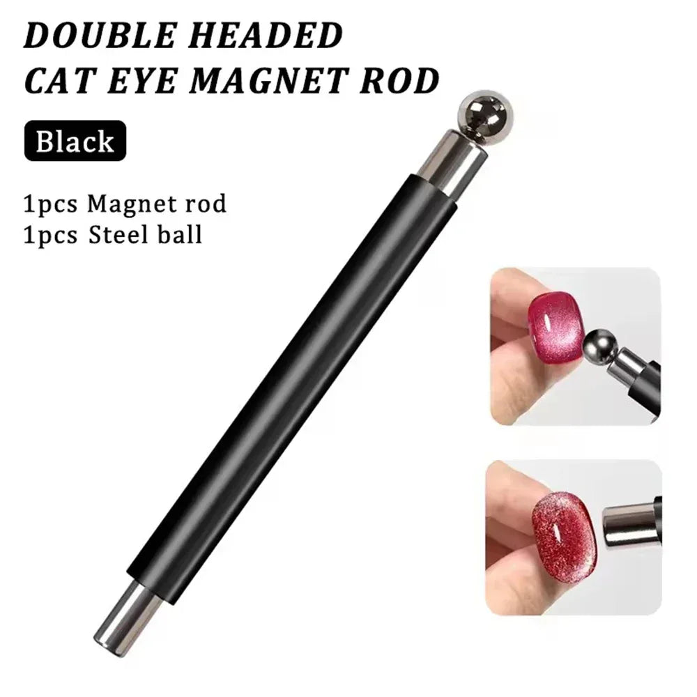 Cat Eye Magnetic Ball With Nail Magnetic Stick Tool Set Double-head Strong Magnet Pen 3D Cat Eye Gel Polish Nail Supplies