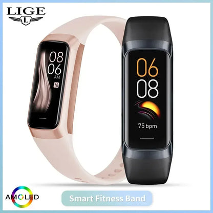 LIGE Amoled Smart Watch Men 2023 Smart Band Women Heart Rate Blood Smartwartch Waterproof Smart Bracelet Sport Fitness Tracker - Urbizia