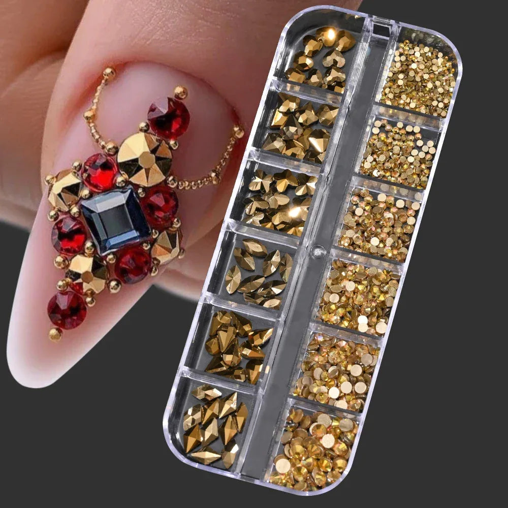 100/50cm Long Luxury Crystal Chain Nail Charms 1.5/2mm Shinying Clear/AB Diamond Nail Art Metal Steel French Manicure Crystal
