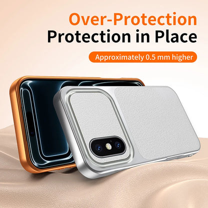 Funda Lychee Grain Phone Case for Apple iPhone XS Max X XR Simple Luxury Plating Faux Lambskin Soft Silicone Original Back Cover