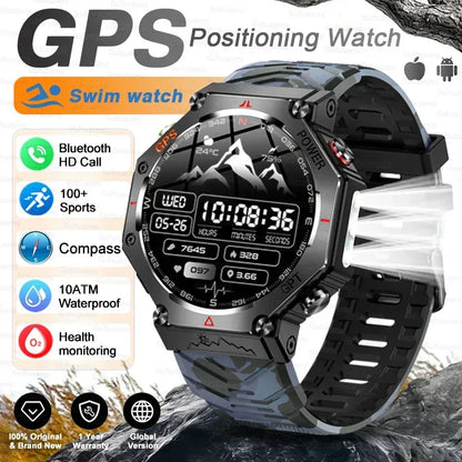 T-Rex 3 Ultra Military Grade GPS Smart Watch 10ATM Waterproof Compass Altimeter Barometric AMOLED Men HD Call Sports Smartwatch - Urbizia