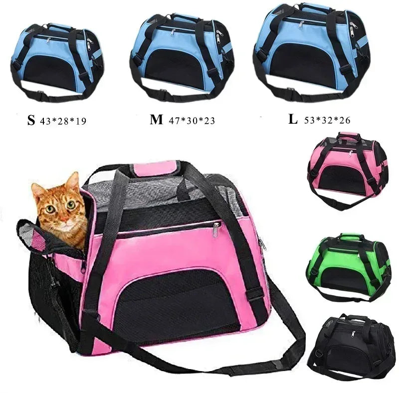 Cat Bags Portable Dog Carrier Bag Mesh Breathable Carrier Bags for Small Dogs Foldable Cats Handbag Travel Pet Bag Transport Bag - Urbizia