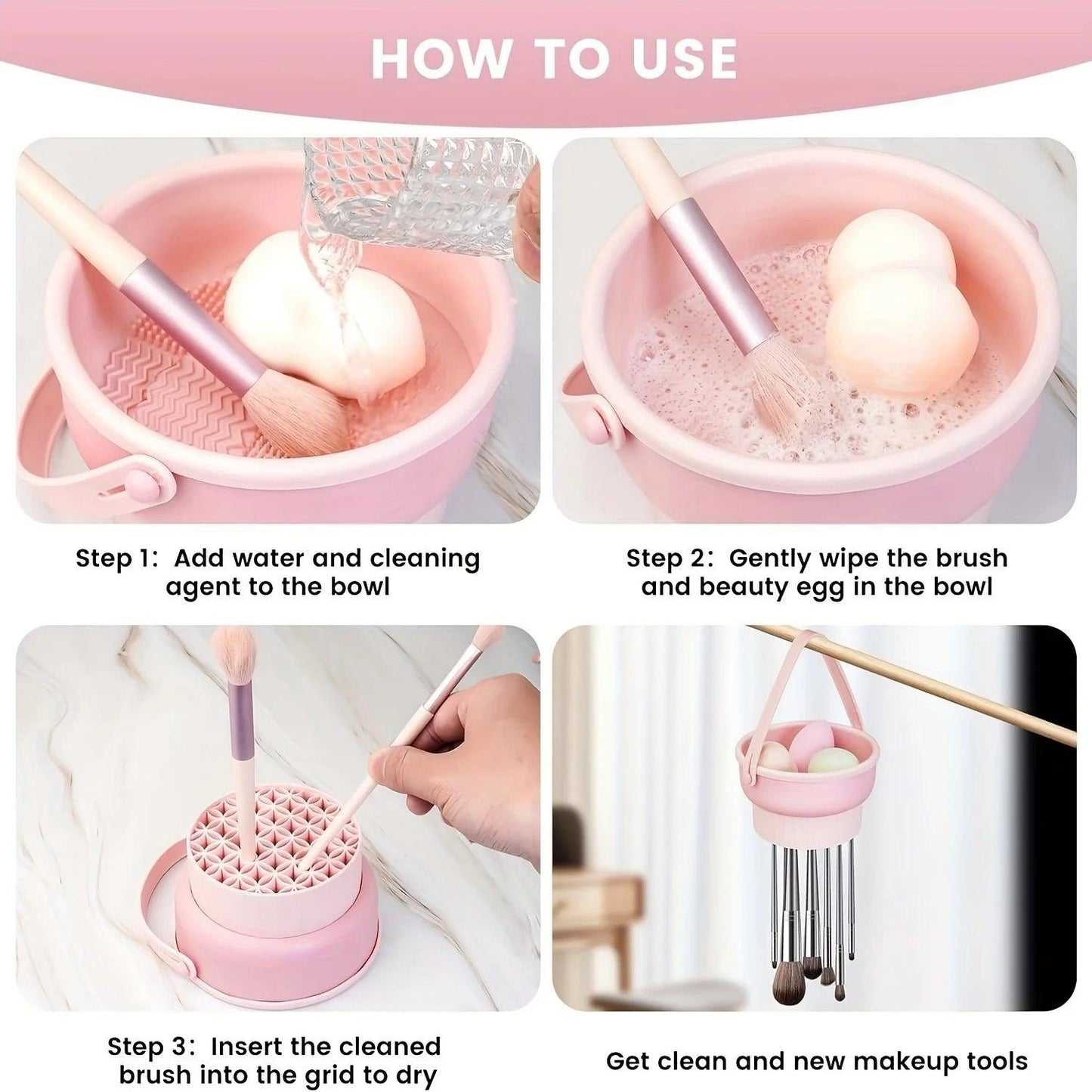 3-in-1 Silicone Makeup Brush Cleaner & Drying Mat Set