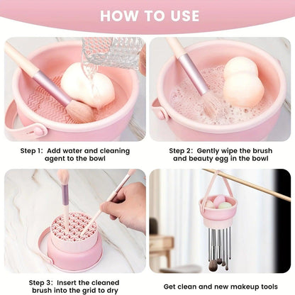 3-in-1 Silicone Makeup Brush Cleaner & Drying Mat Set