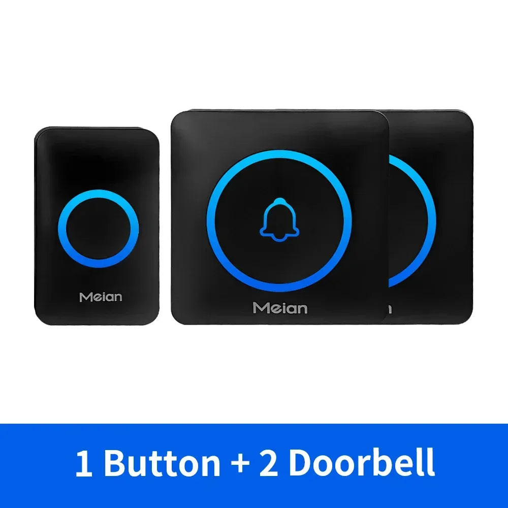 Meian Smart Home Doorbell Wireless Security Doorbell IP65 Waterproof Outdoor Door Bell 60 Songs 5 Volume Adjustable Chime Kit - Urbizia