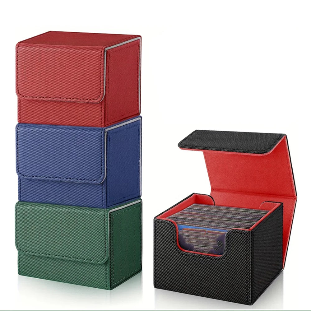 Premium Pu Leather Card Storage Box Large Capacity Sleek Minimalist Style For Sport Cards  Game Decks Durable Portable Organizer