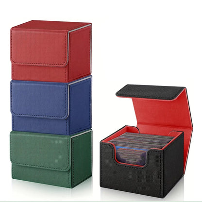 Premium Pu Leather Card Storage Box Large Capacity Sleek Minimalist Style For Sport Cards  Game Decks Durable Portable Organizer